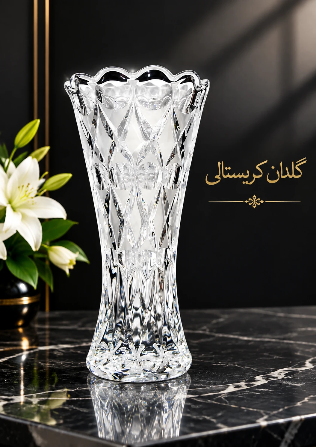 گلدان آنجلیکا بلور تراش دست وارداتی